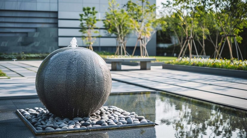 Bubbling rock water feature for the garden