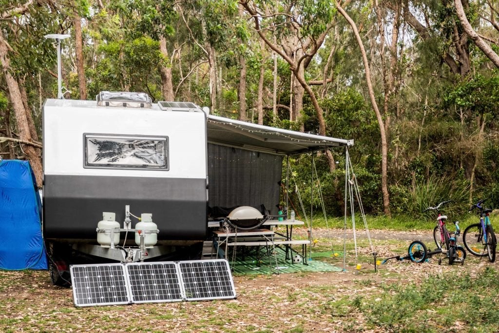 Caravan with solar panels