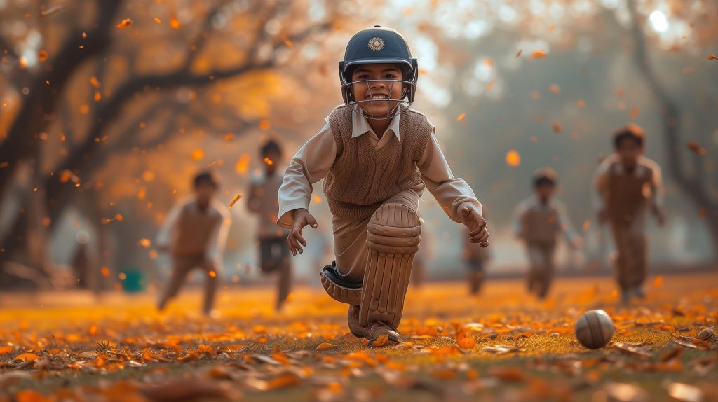 kid playing cricket