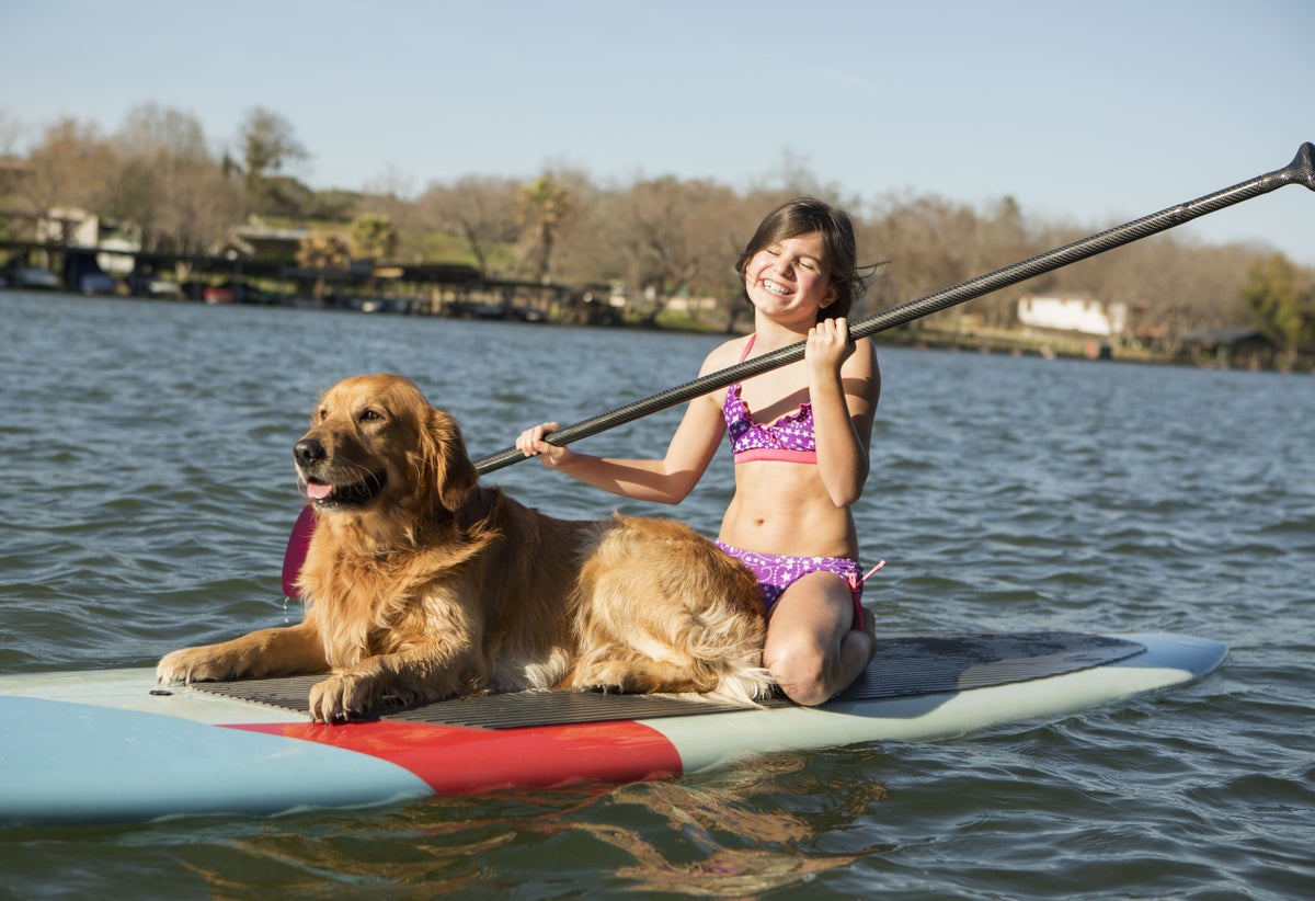 Paddleboarding with dog