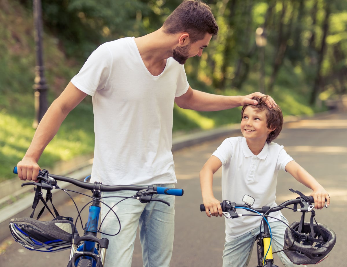 dad and son cycling